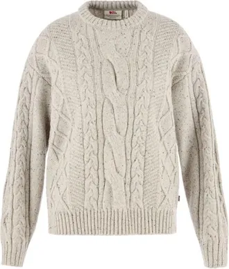 Fj&auml;llr&auml;ven &Ouml;vik Cable Knit Wollpullover f&uuml;r Damen | beige/grau