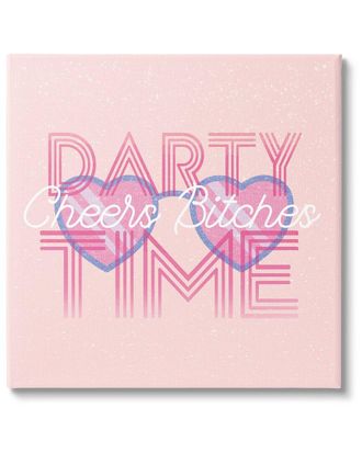 Stupell Industries Cheers Party Time Pink Phrase Canvas Wall Art By Lil Rue