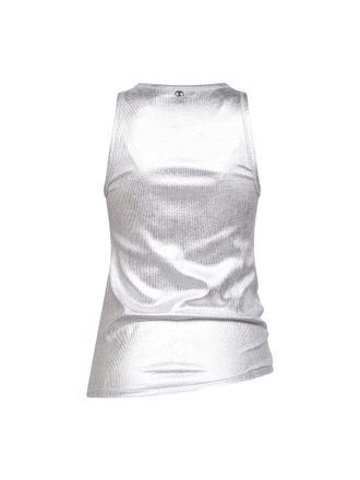Paco Rabanne Silver Foil Ribbed Jersey Tank Top - Silver