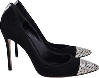 Gianvito Rossi Womens Suede Metal Mesh Cap-Toe Pump (Authentic Pre-Loved)