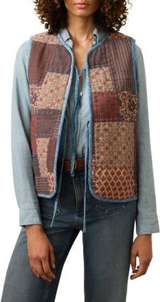 Faherty Indigo Quilted Patchwork Vest in Indra Patchwork at Nordstrom Rack, Size Medium