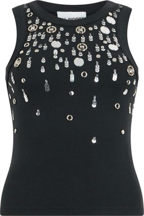 Des_Phemmes Canotta in cotone con cristalli - - Tops - Donna - Nero - M