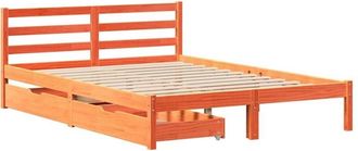 vidaXL Bed Frame without Mattress Wax Brown 120x190 cm Small Double Solid Wood Pine vidaXL