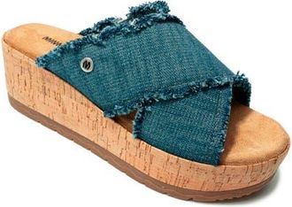 Minnetonka Posey Wedge Sandal in Blue Denim at Nordstrom, Size 11