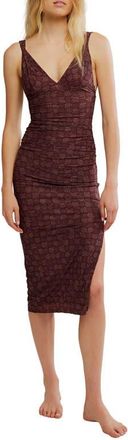 Free People Print Mesh Body-Con Dress in Brown Combo at Nordstrom, Size X-Large