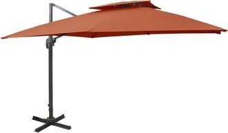 vidaXL Sombrilla Jard&iacute;n Voladiza Cubierta Doble Terracota 300x300 Cm Vidaxl