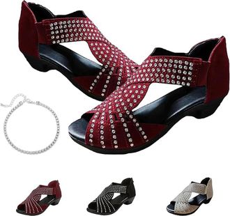 Generic Glowstep Orthopedic Sandals for Women, GlowSteps Orthopedic Low Heel Cut-Out Sandals, Arch Support, Non-Slip Shoes (Burgundy,5)