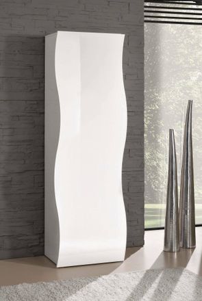 Dmora Armario Multiusos Con L&iacute;neas Onduladas, Made In Italy, Mobiliario Moderno, Zapatero Con 1 Puerta Y 1 Estantes, 63x40h187 Cm, Color Blanco Brillante, C