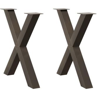 vidaXL Patas Para Mesa De Comedor En Forma De X (2 Unidades, Acero Natural, 70 X 72-73 Cm) Vidaxl