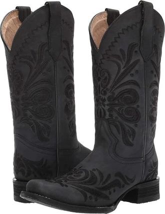 Corral Boots L5464 Womens US Black Embroidery Square Toe Western ZOGG1661