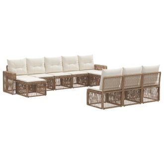 vidaXL Conjunto De Sof&aacute;s De Jard&iacute;n 10 Pcs Beige Y Blanco Crema Vidaxl