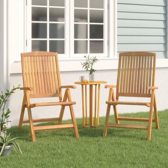 vidaXL Sillas Plegables Reclinables, 2 Unidades, De Madera Maciza De Teca. Vidaxl