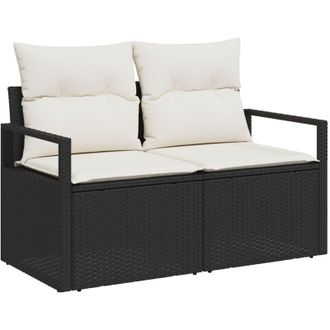 vidaXL Sof&aacute; De Jard&iacute;n Con Coj&iacute;n Negro 120 X 62 X 69cm Rat&aacute;n Sint&eacute;tico Vidaxl