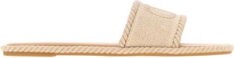 Valentino Garavani VLogo Torchon sandaal met open teen - Dames - Sandalen - Beige - 40 EU - Linnen - Schoenen