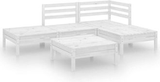 vidaXL 5 Piece Garden Lounge Set Solid Pinewood White Vidaxl