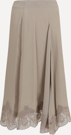 P.A.R.O.S.H. P. A.R. O.S. H. Gonna midi in misto seta con orlo in pizzo Woman S