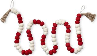 Tag Wool Ball Jute Tassel Garland Decorative Wall Banner Holiday in Red at Nordstrom
