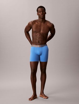 Calvin Klein Mens Brushed Microfiber Stretch Bronze Boxer Brief - Blue - XL