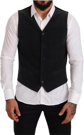 Dolce & Gabbana Single-breasted Vest - Heren - Gillet - Zwart - M - Katoen - Kostuums