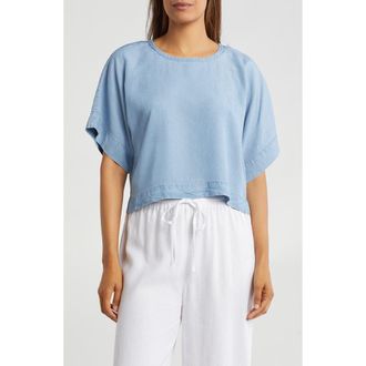 DKNY Drop Shoulder Boxy Top in Chambray at Nordstrom Rack, Size X-Small