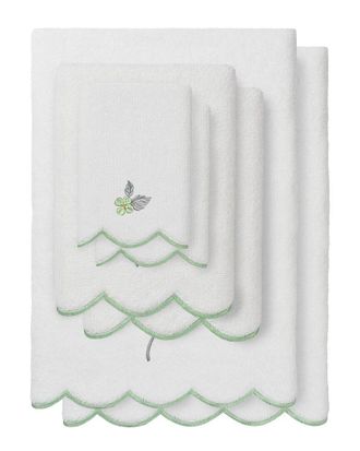 Linum Home Textiles 100% Turkish Cotton Hydea Scallop 6Pc Embellished Towel Set