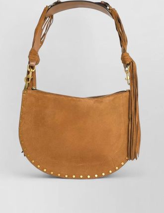 Isabel Marant suede shoulder bag fringe studs strap