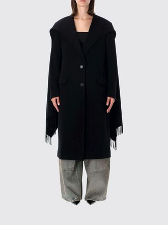 The Attico Long Single-Breasted Wool and Cashmere Coat with Fringes and Shawl Collar