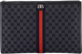 Balenciaga x Gucci The Hacker Project Laptop Pouch BB Canvas clutch bag - Zwart