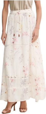 Fracomina Maxirok - Dames - Maxi Rokken - Beige - S - Katoen - Rokken