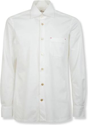 Kiton Jersey Katoenen Overhemd - Heren - Zakelijke Overhemden - Wit - M - Katoen - Overhemden