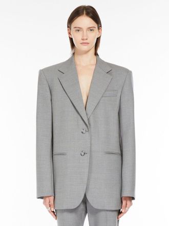 Max Mara Womens Grey Wool Baffo Blazer - Size EU 48 (Womens)