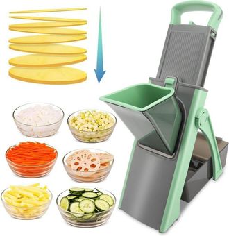 OEM Cortador De Mandolina Manual, Cortador De Seguridad, Cortador Multifuncional De Verduras Para Patatas Fritas, Picador Manual Con Grosor Ajustable: Jul