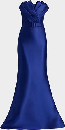 Badgley Mischka Strapless Origami Trumpet Gown
