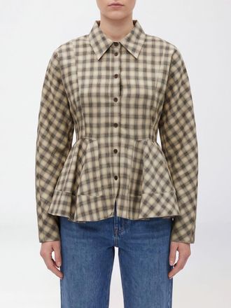 Ganni Camicia a maniche lunghe in cotone con motivo a quadri