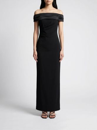 Solace London Abito da sera lungo Adele in raso con spalle scoperte e scollo drappeggiato
