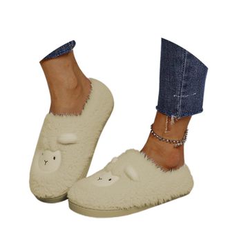 Generic Slippers Women Memory Foam Indoor,Slipper Winter Shoes Womens UK,Cozy Winter Indoor Outdoor Sheepskin Slip On Shoes for Non Sole and Heel Coverage War