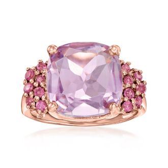 Ross-Simons Amethyst and. Rhodolite Garnet Ring in 18kt Rose Gold Over Sterling