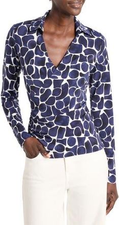 Nic+Zoe Geo Pebble Faux Wrap Top in Indigo Multi at Nordstrom Rack, Size X-Small