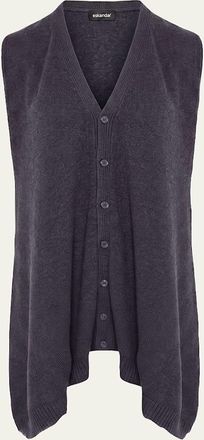 Eskandar Cashmere A-Line Sleeveless Long V-Neck Sweater