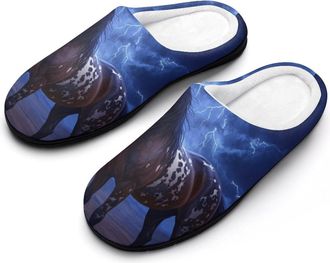 Generic Horse Thunder Mens House Slippers Memory Foam Washable Cotton Slip on Home Shoes