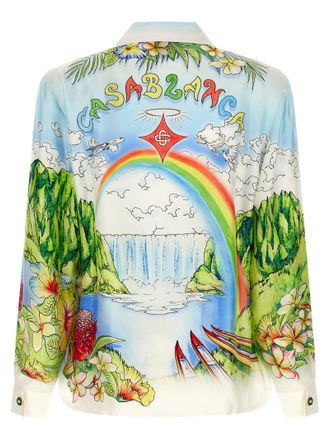 Casablanca Aloha Print Silk Shirt - Blue