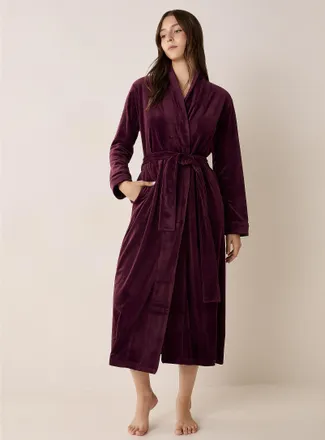 Miiyu Womens Plain velvety robe