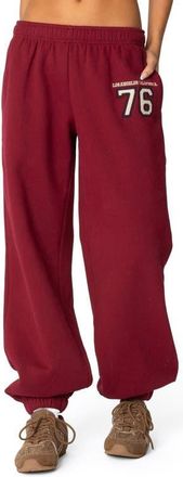 Edikted 76 Cali Relaxed Fit Cotton Blend Sweatpants in Burgundy at Nordstrom, Size X-Large