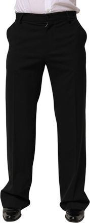 Dolce & Gabbana Mens Pure Wool Formal Trousers Black