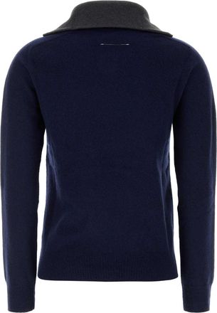 Maison Margiela Wool Blend Quarter-Zip Sweater - Navy
