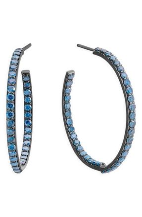 Lana Jewelry 14K Black Gold Blue Diamond Hoop Earrings at Nordstrom