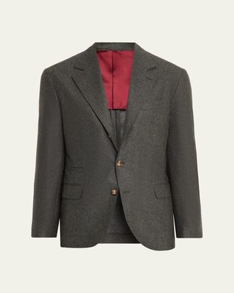 Brunello Cucinelli Mens Cotton Notch Lapel Single-Breasted Sport Coat