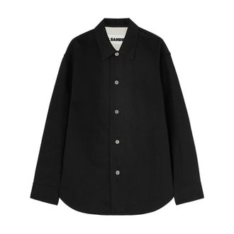 Jil Sander Zwarte Japanse ruwe denim overhemd met lange mouwen - Heren - Casual Overhemden - Zwart - 2XL - Denim - Overhemden