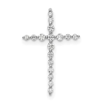 Diamond2Deal 14K White Gold Lab Grown Diamond Cross Chain Slide Pendant (0.16ct, VS, G-H)