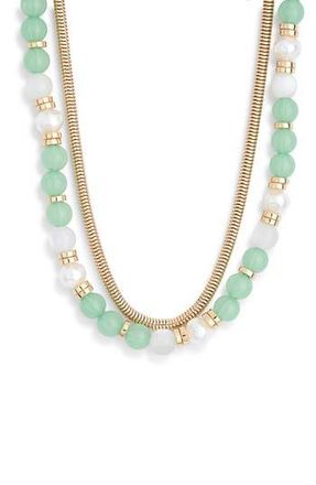 Nordstrom Rack Layered Chain & Bead Necklace in Mint- Gold at Nordstrom Rack